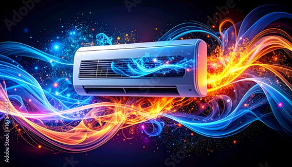 Obraz Air conditioner illustration with dynamic colors