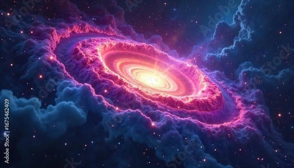 Fototapeta Mysterious swirling nebula in deep space, cosmic dust and gas forming intricate patterns, celestial wonder, vibrant colors , nature, cosmos, vast