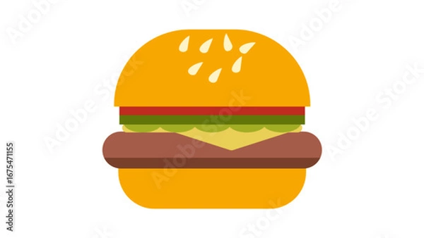 Obraz Flat design cheeseburger with lettuce and tomato