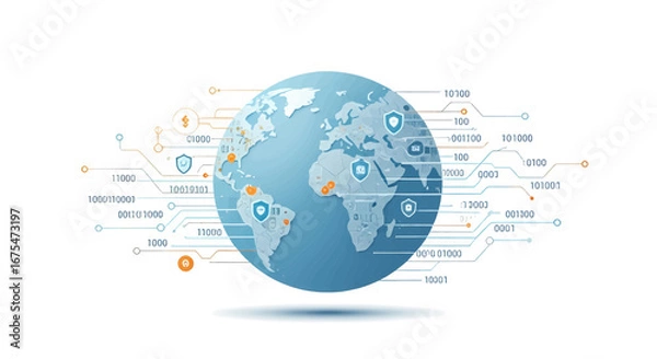 Fototapeta Global Cybersecurity Awareness Connecting the World with Digital Protection
