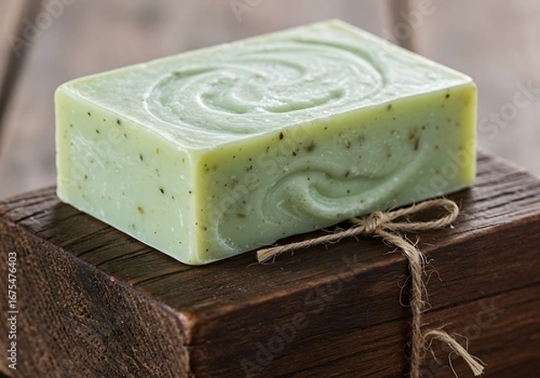 Fototapeta 木の香りと緑の石鹸