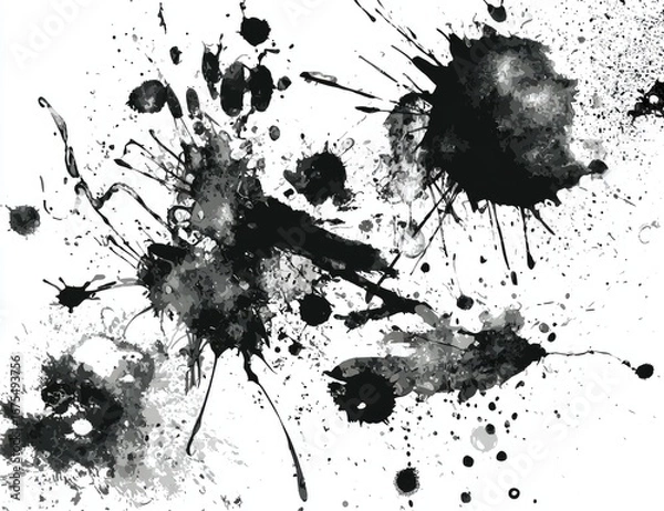 Obraz Abstract ink splatters on white background (1)