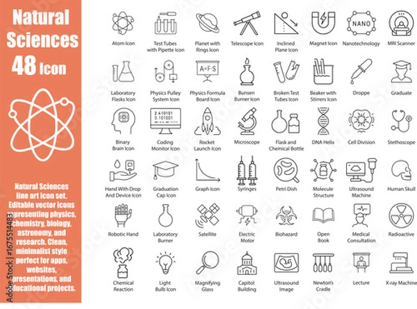 Fototapeta Natural Science Icon Set, Vector Illustration