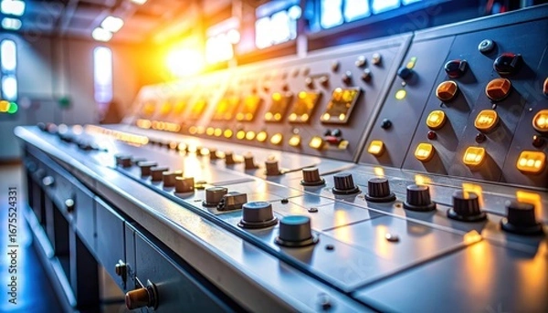 Obraz Control Panel in Power Plant Control Room with Technology, and Industrial.