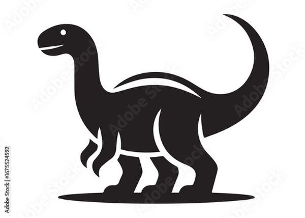 Obraz dinosaur logo silhouette vector, dinosaur logo vector silhouette illustration, tyrannosaurus rex silhouette logo vector, powerful predator dinosaur logo silhouette vector on white background.
