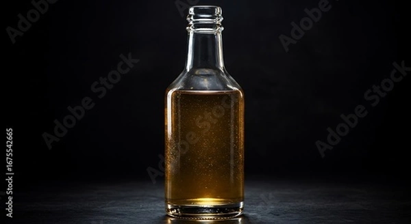 Fototapeta 琥珀色の美しい液体、ガラス瓶に輝くお酒