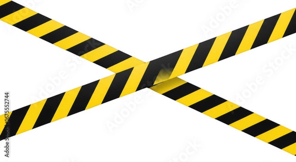 Fototapeta Danger Caution lines intersect black background