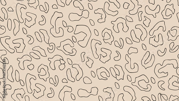 Fototapeta Black and beige seamless pattern with abstract animal print elements 