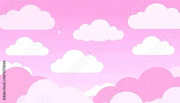 Fototapeta  空に浮かぶ、パステルピンクの雲の海
