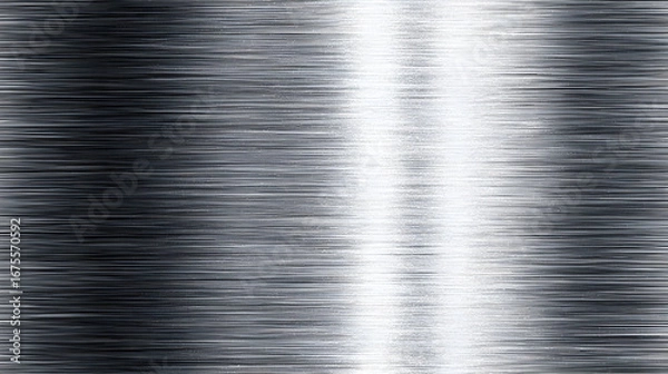 Fototapeta Close up of a brushed metal surface with a strong vertical highlight reflecting light and creating a textured metallic background