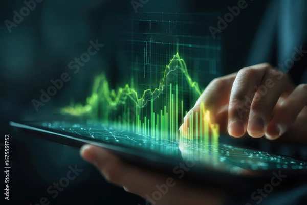 Fototapeta Analyzing ESG data trends with digital tools to improve environmental and social governance practices and performance metrics