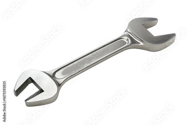 Fototapeta Realistic metallic adjustable wrench showcasing detailed design and precision engineering on a clean background for industrial and DIY applications