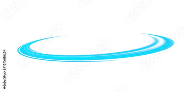 Fototapeta Futuristic Blue Neon Light with Glowing Swirls, Energy Beams, and Sparkling Star Effects.