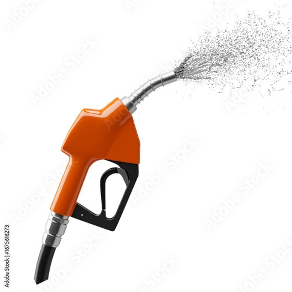 Obraz Petrol Pump Spraying Fuel. High-speed realistic photo of gasoline flow with motion effect. Stock image