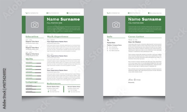 Obraz Creative  Sea Navy Resume and Cover Letter Layout Set
