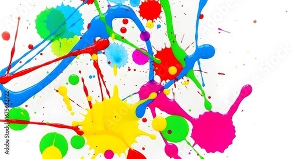 Fototapeta Vibrant colorful paint splatters bursting with energy and creativity, perfect for designs