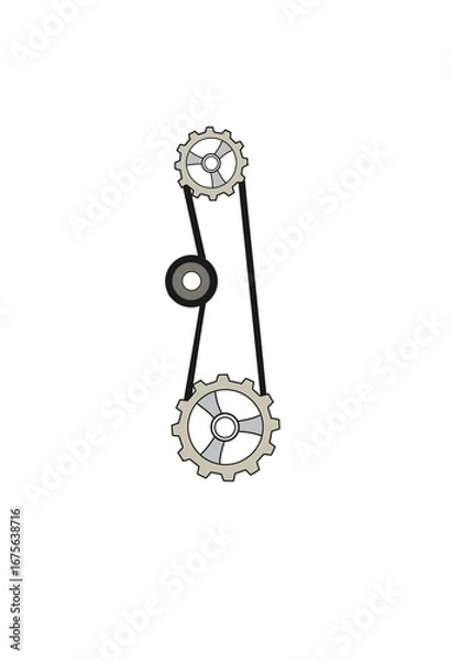 Obraz Timing Belt and Gears. Timing belt system. Timing belt icon design with white background stock illustration