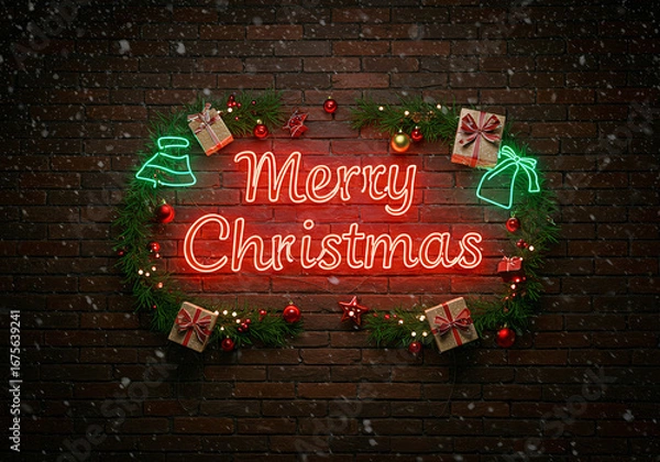 Obraz 네온으로 만들어진 크리스마스 글자 