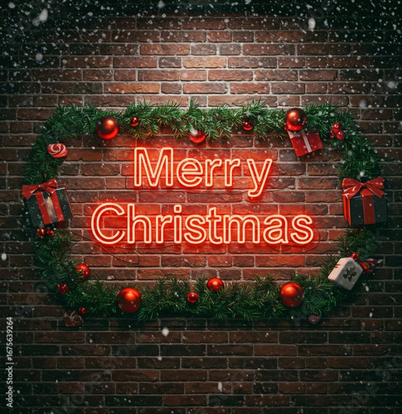 Obraz 네온으로 만들어진 크리스마스 글자