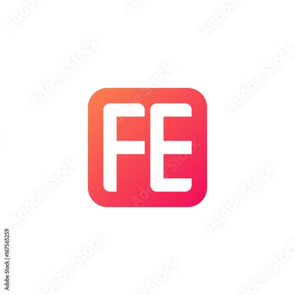 Fototapeta Initial letter FE, rounded letter square logo, modern gradient red color	
 
