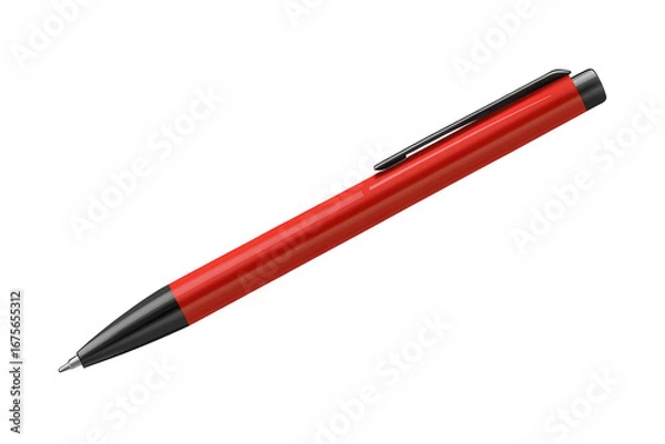Fototapeta Red pen isolated on transparent background presenting office essentials for professionals in a workspace setting ready for use