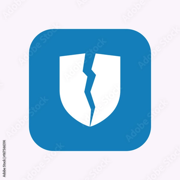 Fototapeta Isolated button with  a broken shield