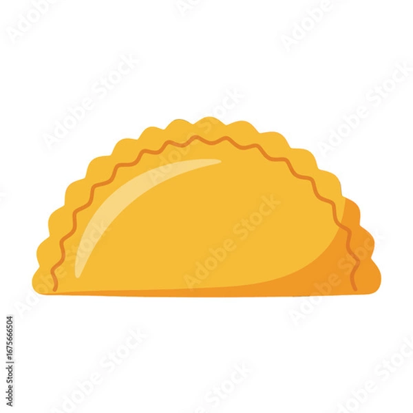 Obraz A bright, golden pastry with a scalloped edge is displayed against a solid black background.