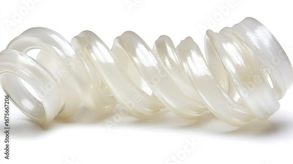 Fototapeta A close-up of a coiled, off-white, plastic object, likely a light bulb.  It's smooth and glossy