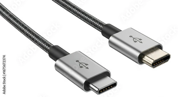 Fototapeta USB C to USB A Cable High Speed Data Transfer