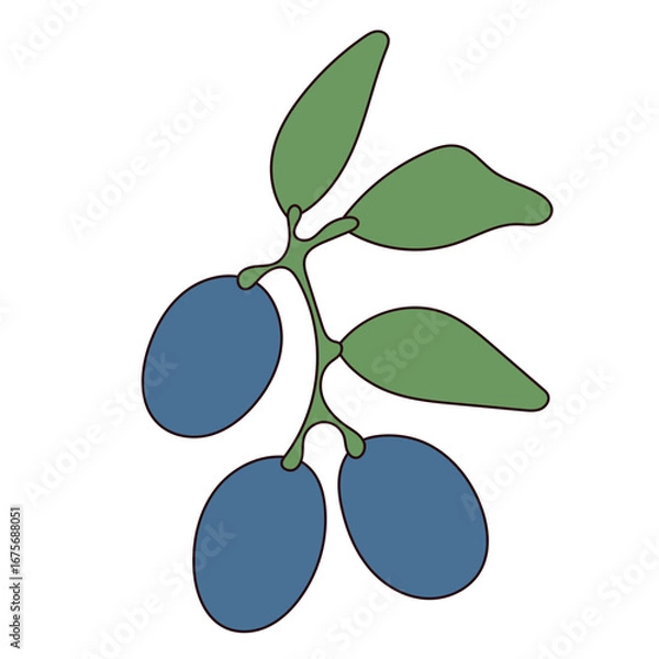 Fototapeta Fresh Plum Fruit Icon. Abstract Fresh Colorful Vibrant Berry Element Graphic Design. 