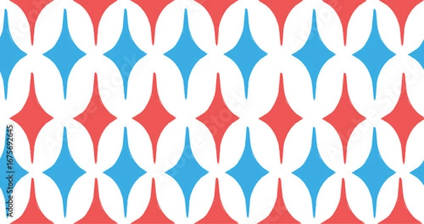 Obraz Red and Blue Transparent Vintage Diamond Pattern