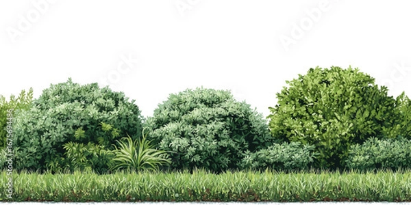 Fototapeta Coniferous forest, silhouette of pine trees and spruces, Isolated trees cutout collections, vector illustration, Realistic green tree natural park trees collection, texture design whit background