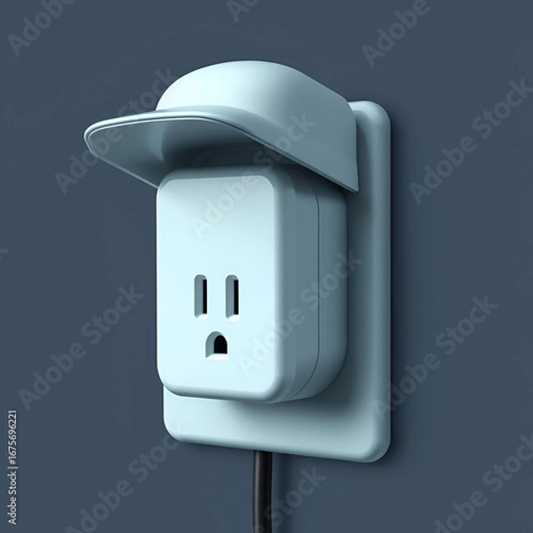 Fototapeta electric socket face with dunce cap