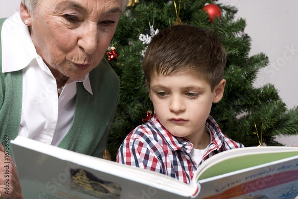 Fototapeta großmutter liest vor