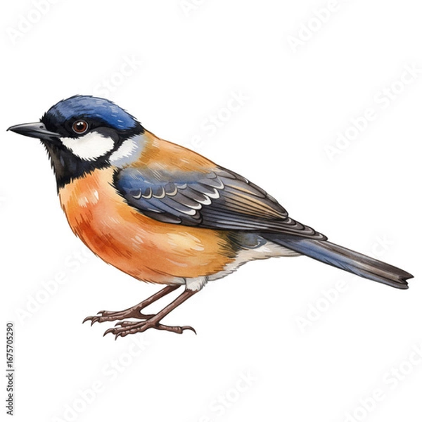 Obraz Bird Illustration. Hand-painted watercolor style with natural colors and realistic feather textures. Vector illustration