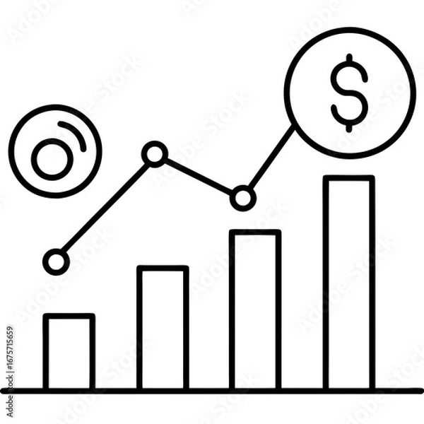 Obraz Financial growth chart with dollar symbol and data points