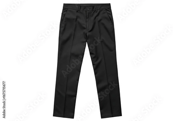 Fototapeta Black dress pants laid out on white surface showing formal attire and clean lines for professional or business casual look.