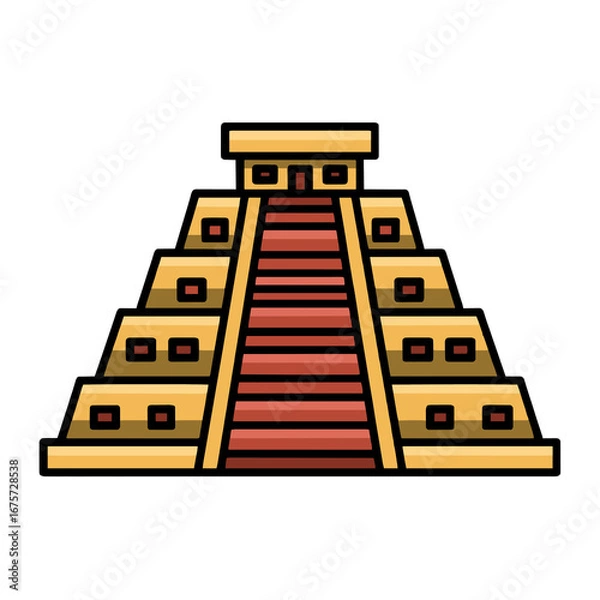 Fototapeta The mayan pyramid of chichen itza isolated on transparent background removed background