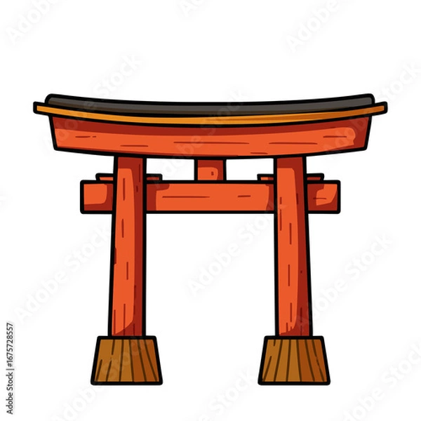 Fototapeta Traditional red torii gate isolated on transparent background marks sacred space removed background