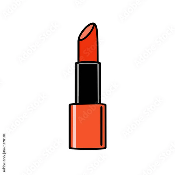 Fototapeta A bright red lipstick tube isolated on transparent background removed background