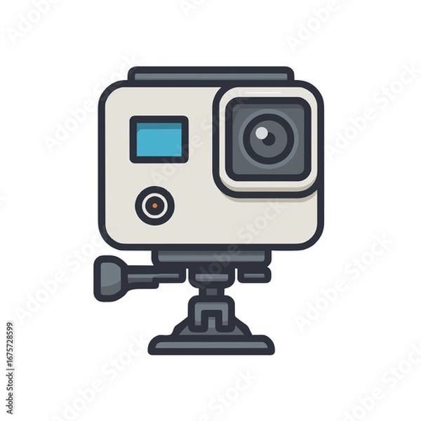 Fototapeta An action camera for recording adventures isolated on transparent background removed background