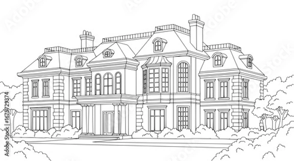 Obraz Victorian mansion with transparent background