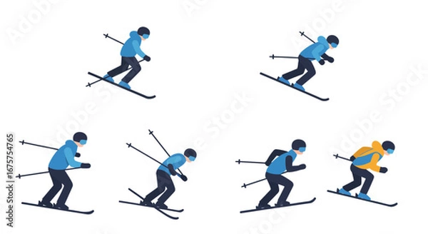 Fototapeta Skiing Action Poses 1.