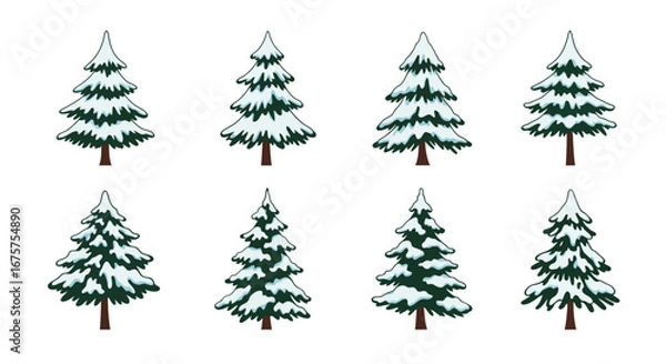 Fototapeta Snow Covered Pine Trees Collection.