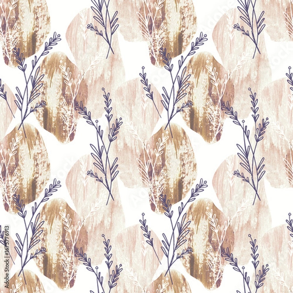 Fototapeta Watercolor floral seamless pattern