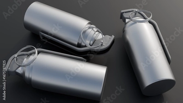 Obraz A 3d rendering of tear gas canister. The classic form of a grenade, it's meant to dispense chemical irritants. It's used by law enforcement or military to disperse crowds.