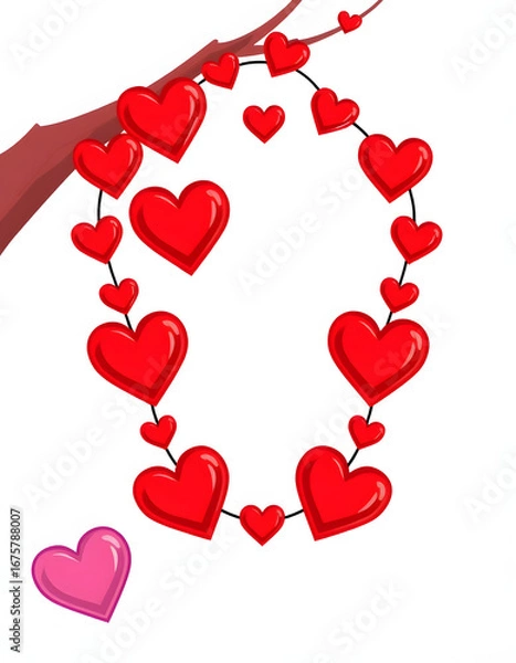 Obraz Garland of hearts, clipart style. isolated with white highlights