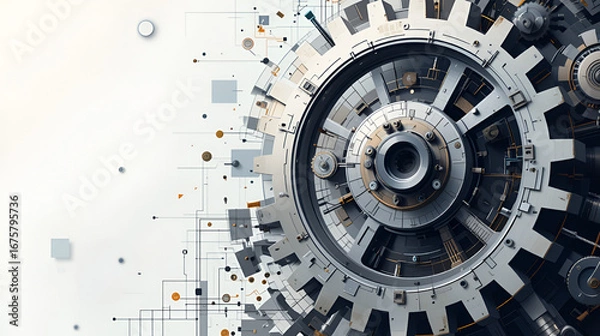 Fototapeta Abstract gear wheel mechanism background. Machine technology. Vector illustration