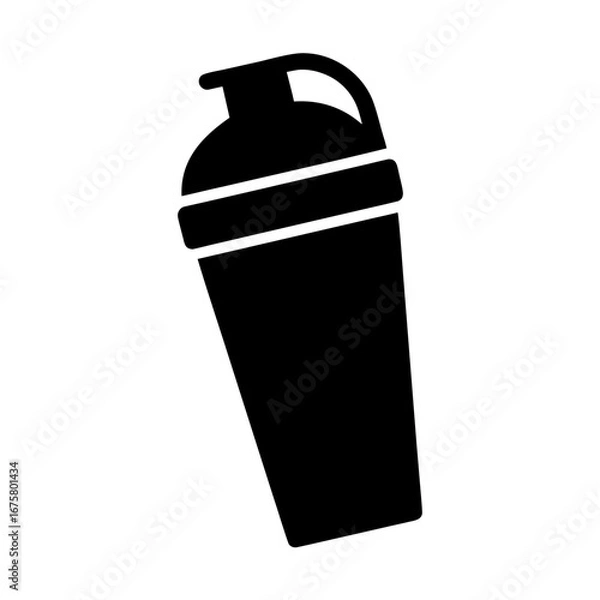 Fototapeta Black silhouette of a protein shaker cup with a handle
