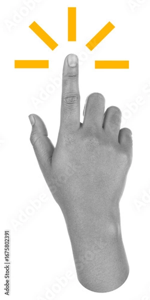 Fototapeta Hand clicking up with finger cursor pointing collage for web transparent background